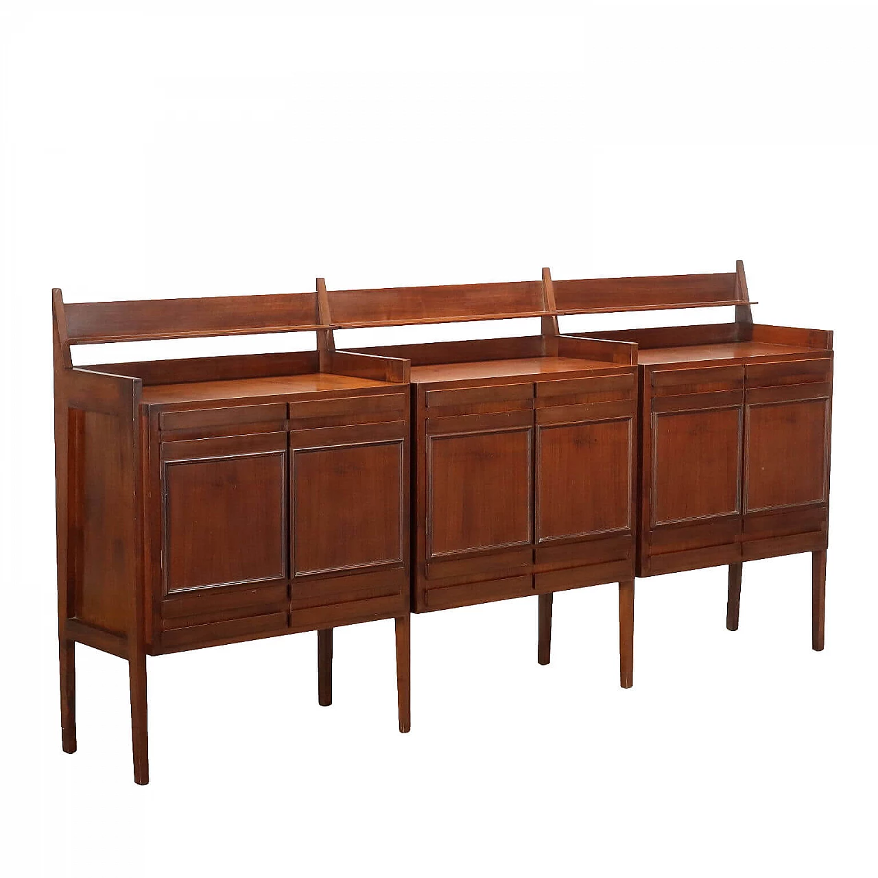 Walnut sideboard with drawers, shelf and hinged doors, 1960s 1