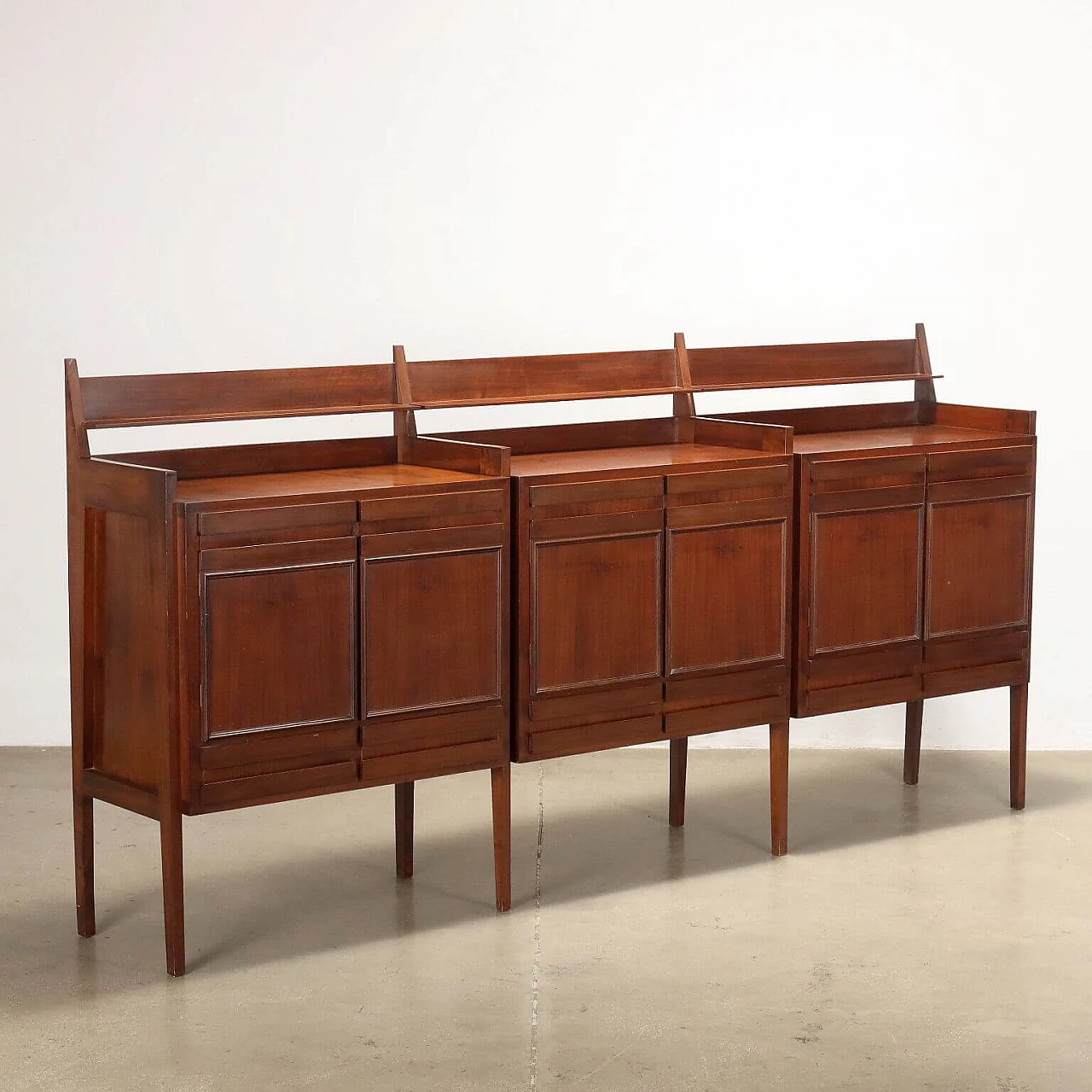 Walnut sideboard with drawers, shelf and hinged doors, 1960s 2