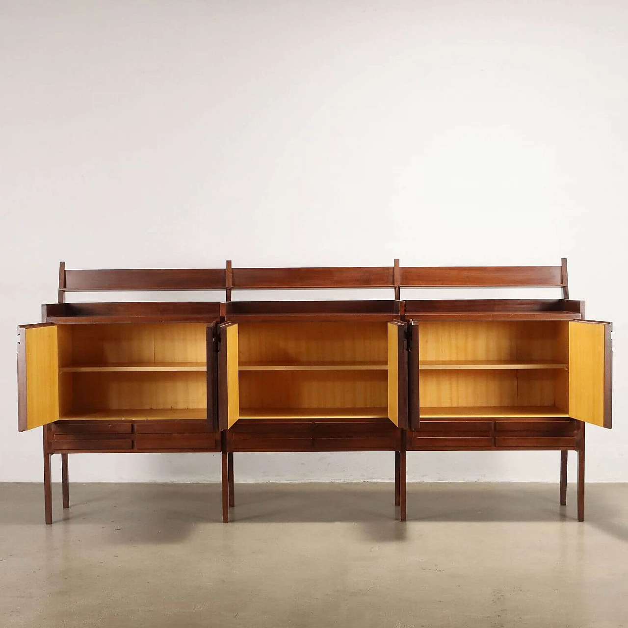 Walnut sideboard with drawers, shelf and hinged doors, 1960s 4