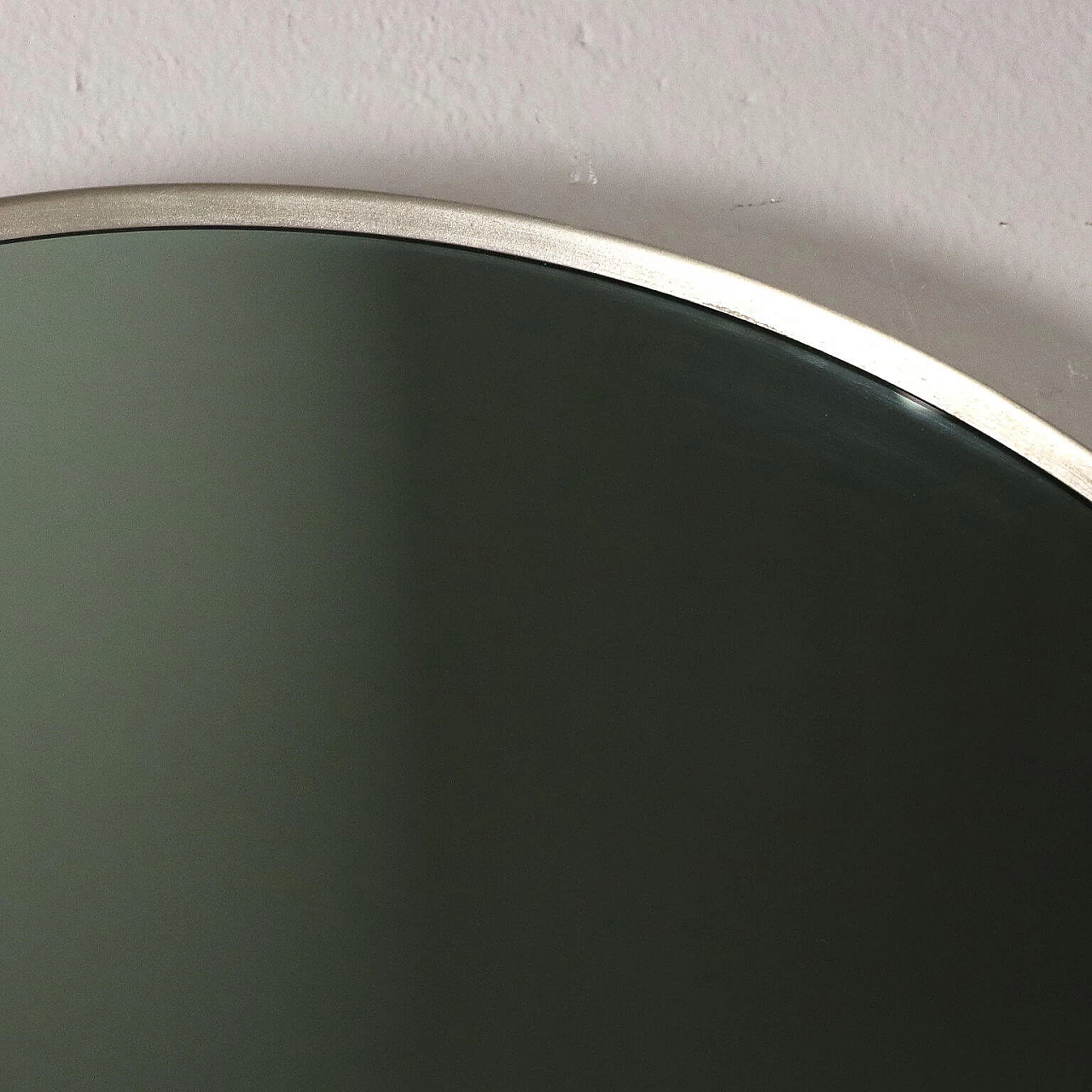 Round smoked and mirrored glass wall mirror, 1970s 6
