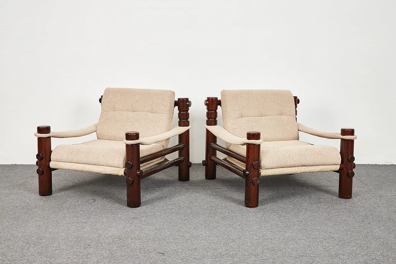 Pair of Björn Safari Lounge chairs and sofa by Aleksander Kuczma, 1975 7