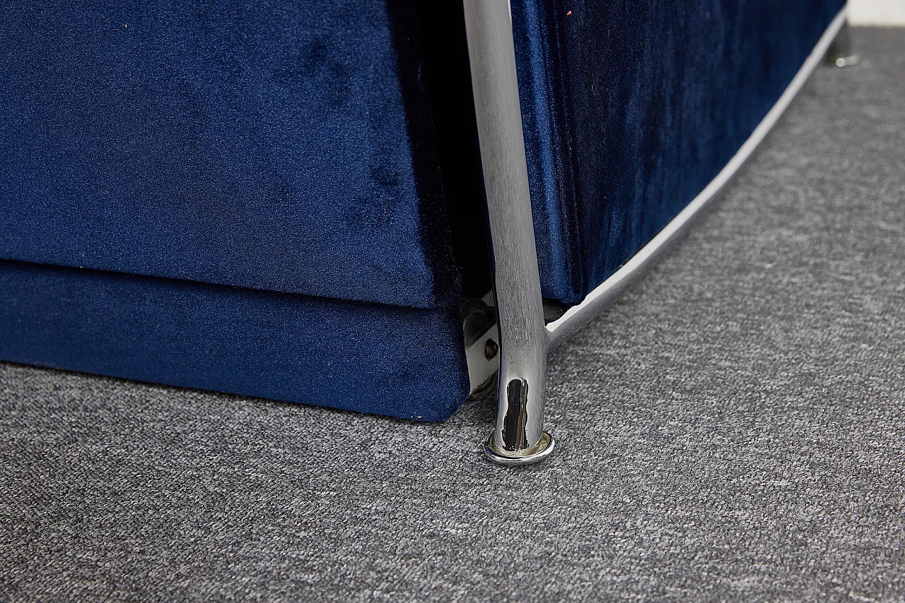 Bauhaus-style blue velvet sofa-bed by József Peresztegi, 1958 3