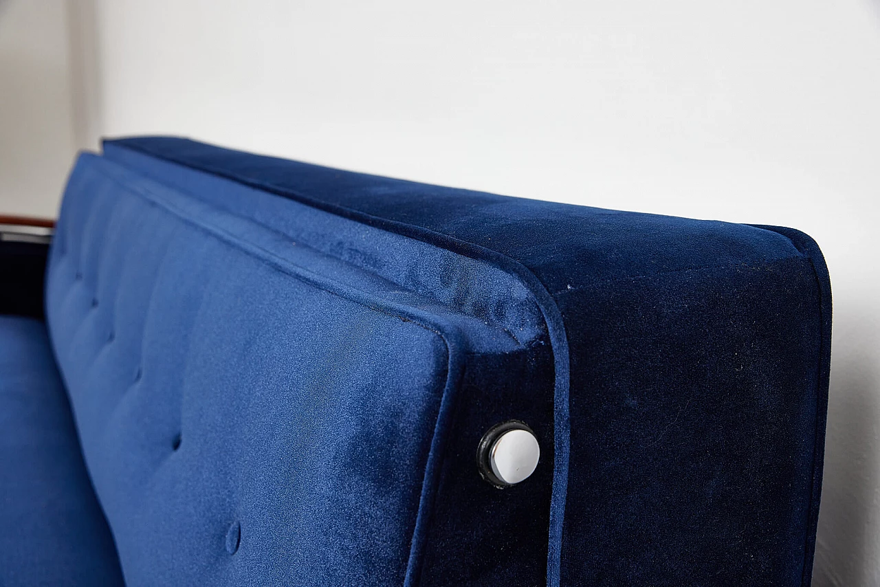 Bauhaus-style blue velvet sofa-bed by József Peresztegi, 1958 8