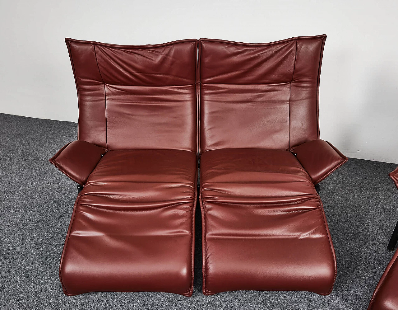 Veranda leather sofa and armchair by Vico Magistretti for Cassina, 1980s 6
