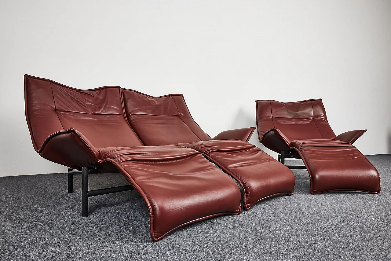 Veranda leather sofa and armchair by Vico Magistretti for Cassina, 1980s 16