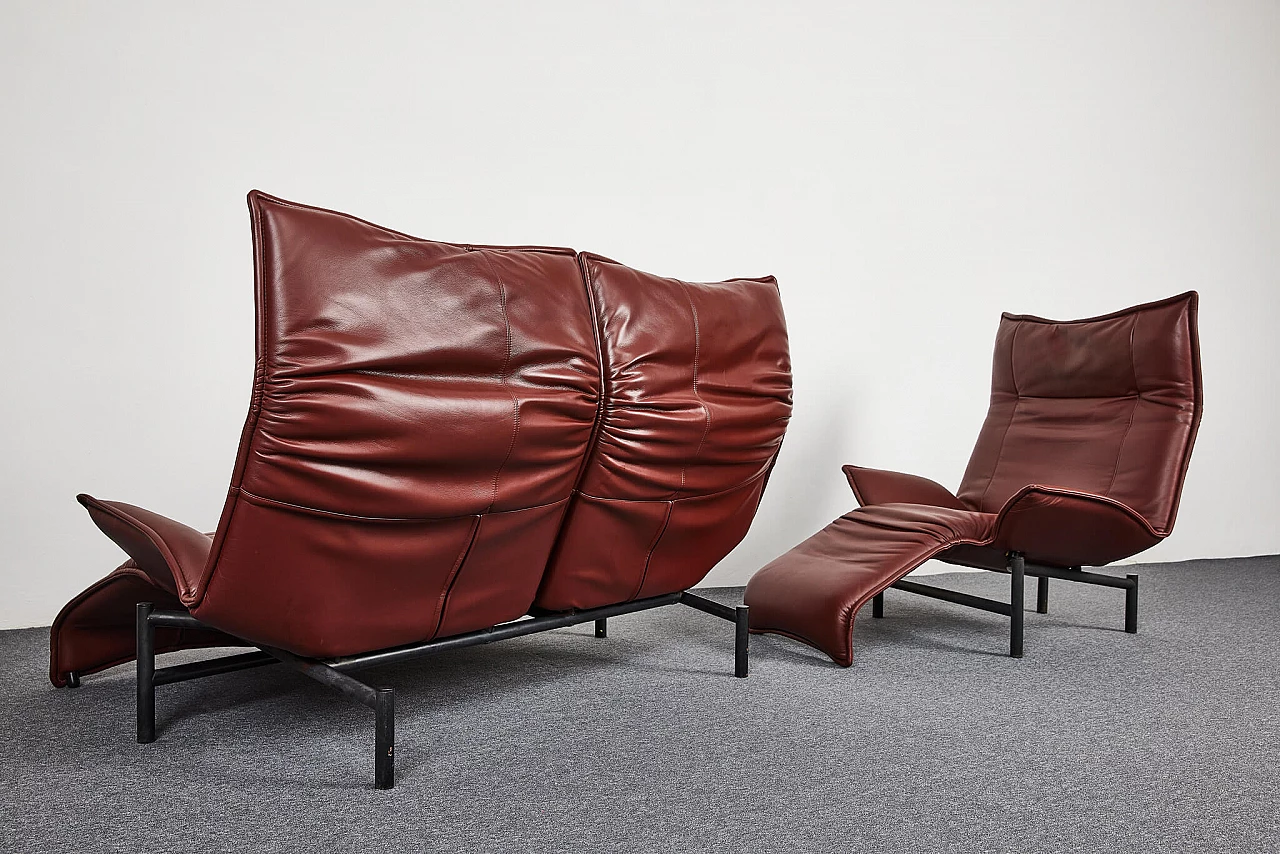 Veranda leather sofa and armchair by Vico Magistretti for Cassina, 1980s 18