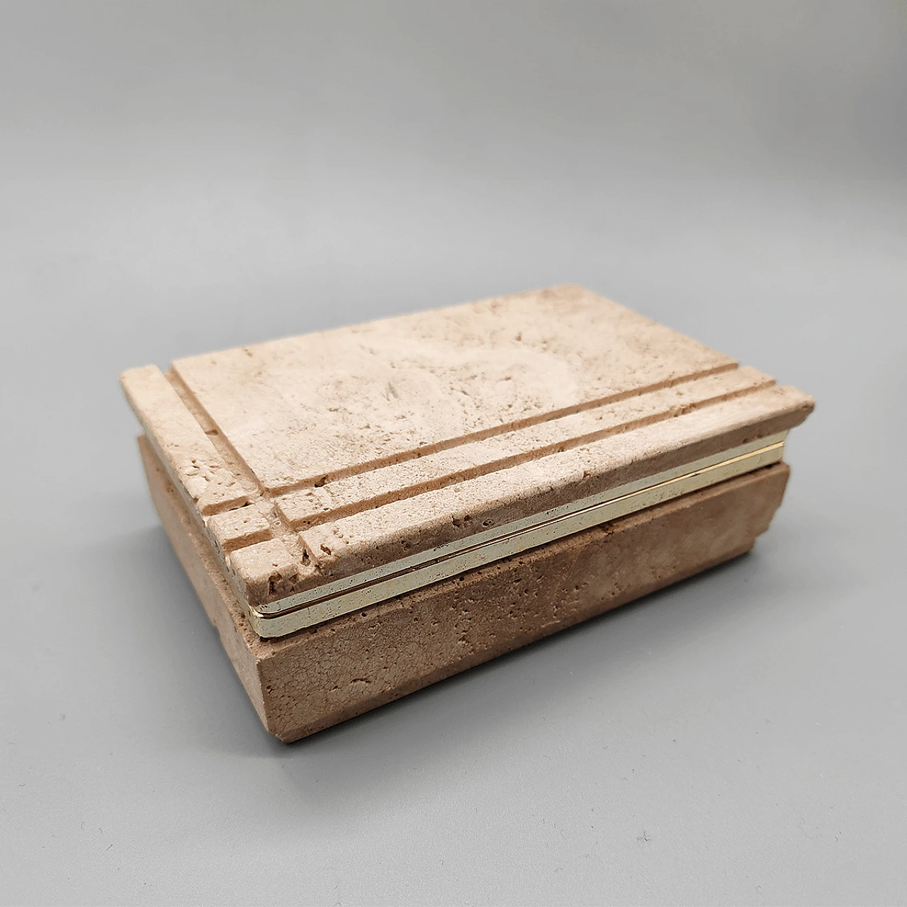 Scatola rettangolare in travertino di Enzo Mari per F.lli Mannelli, anni '70 2