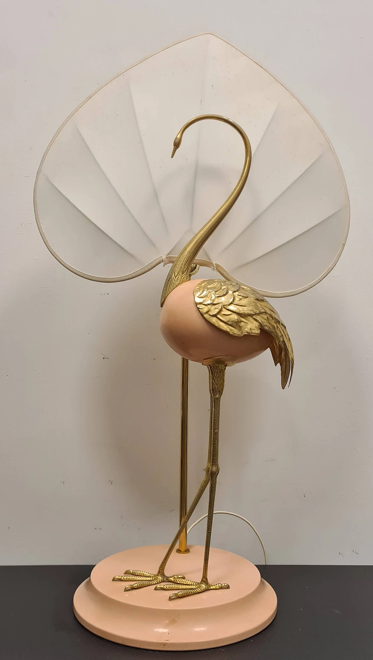 Lampada da tavolo con airone cenerino di Antonio Pavia, anni '70 4