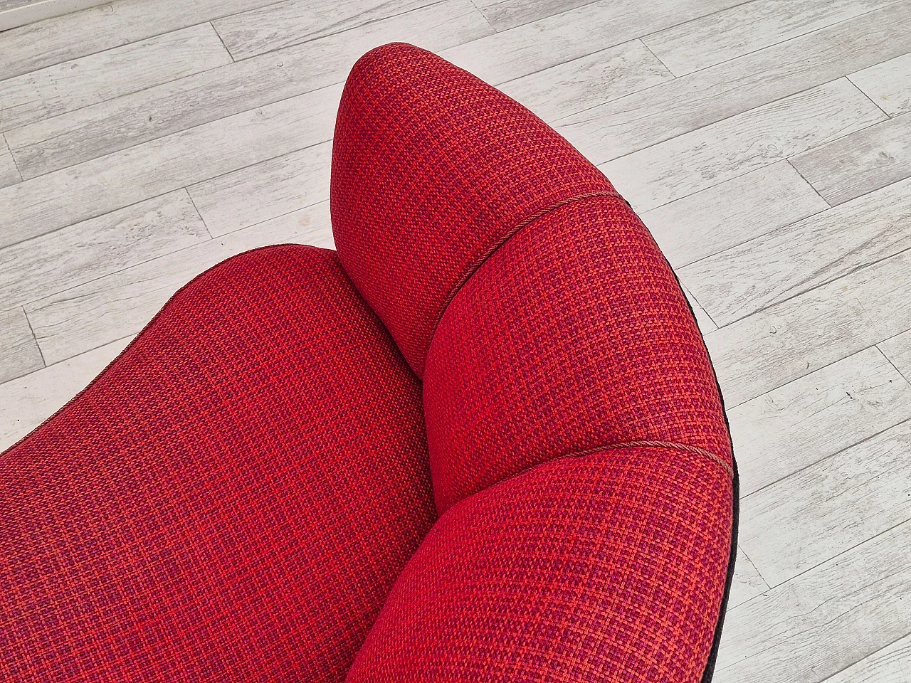 Divano danese Banana a due posti in lana e legno di faggio, anni '60 15