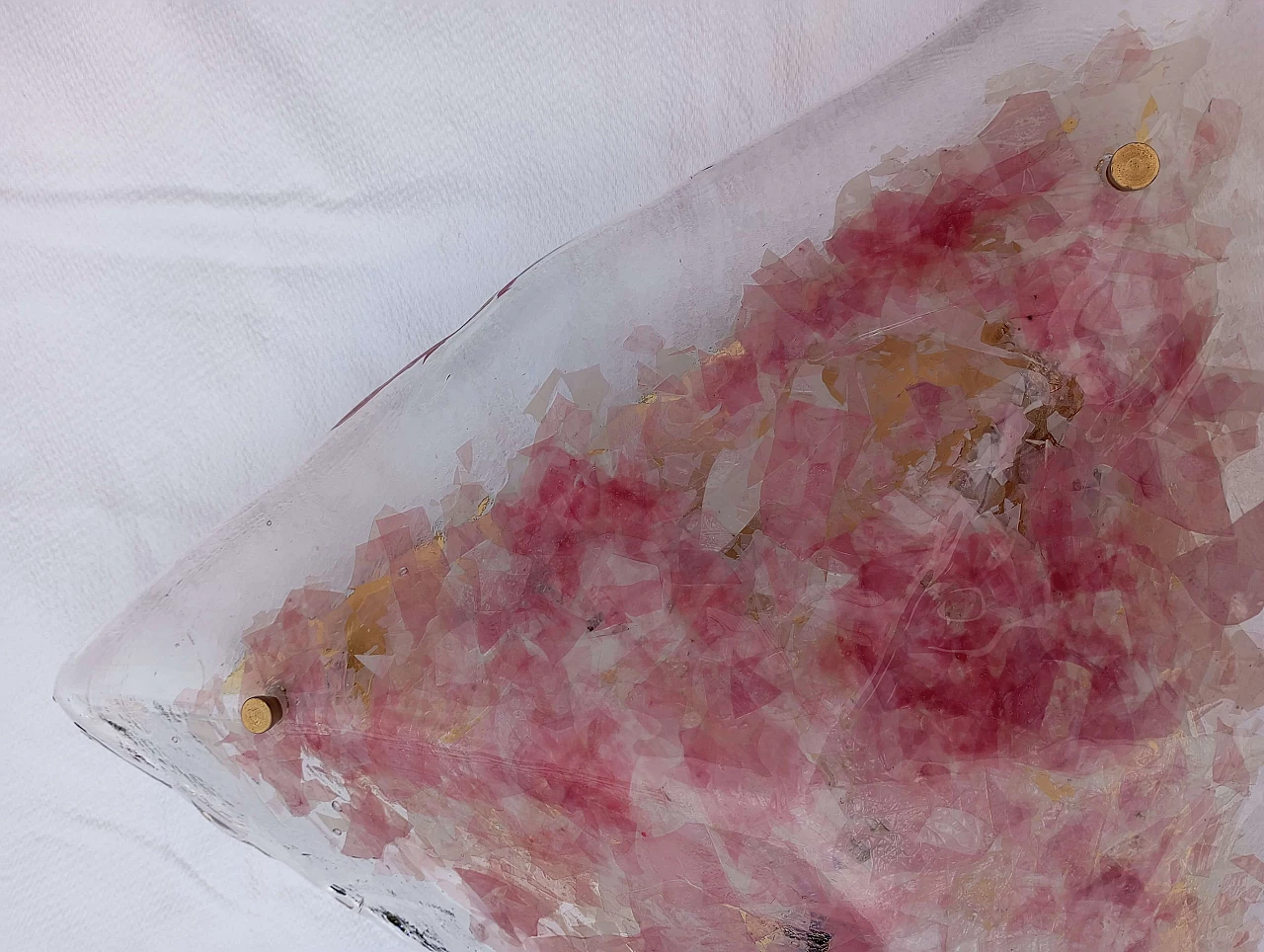 Lampadario triangolare in vetro di Murano rosa, anni '70 4