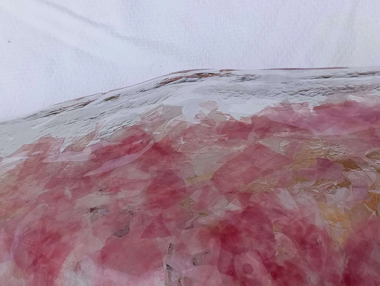 Lampadario triangolare in vetro di Murano rosa, anni '70 7