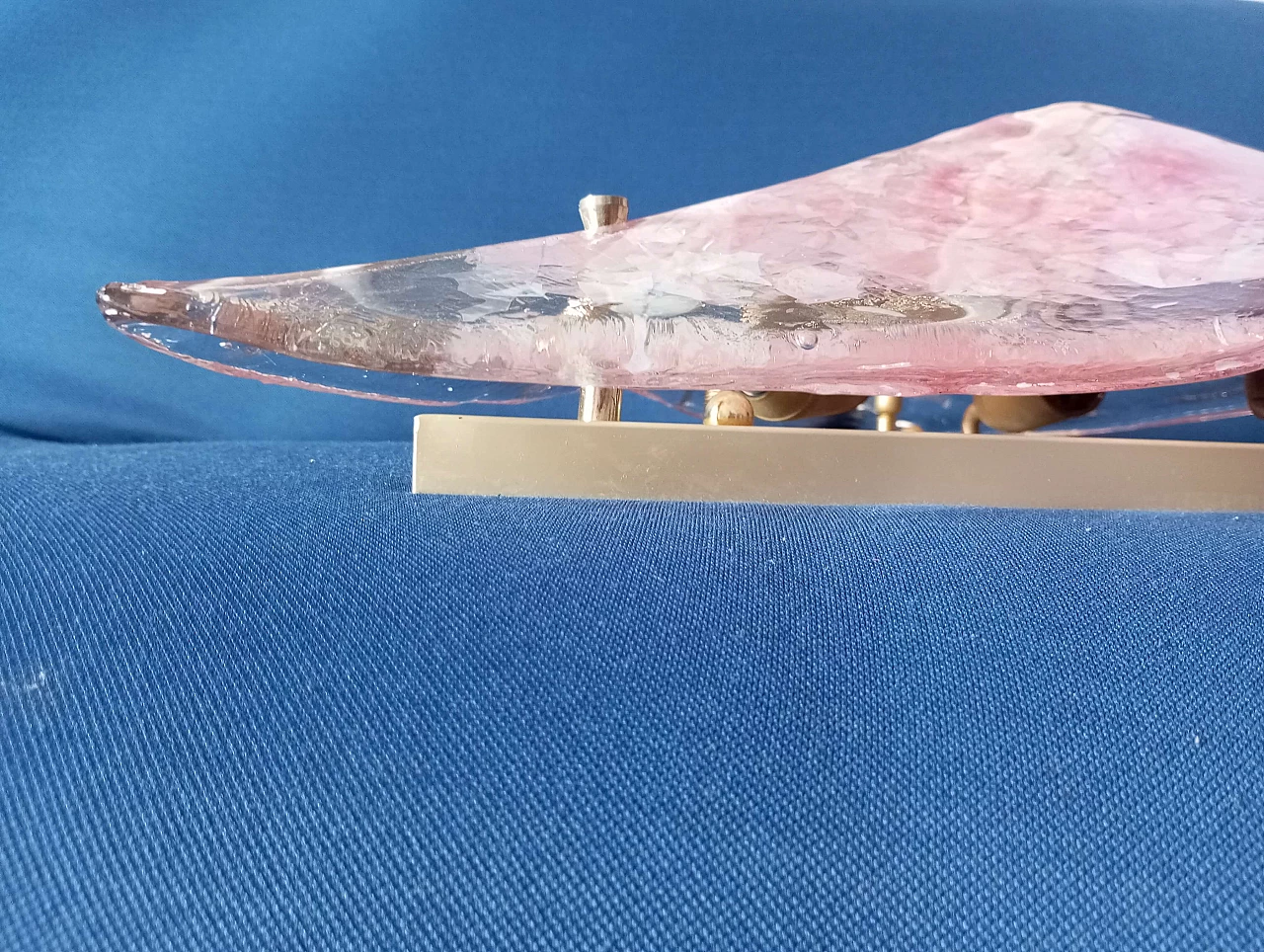 Lampadario triangolare in vetro di Murano rosa, anni '70 8