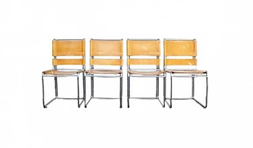 4 chrome-plated metal and leather chairs by Gastone Rinaldi for Rima, 1970s