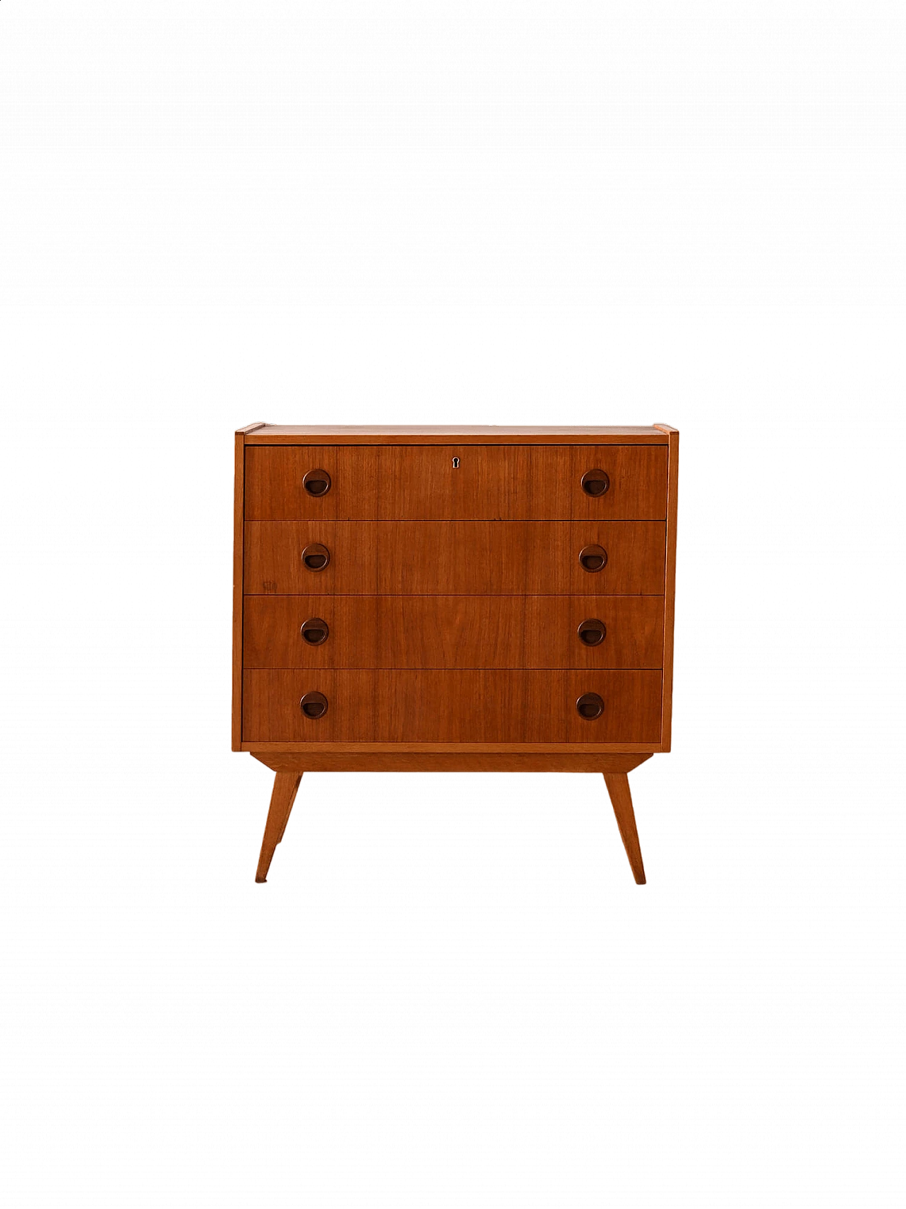 Scandinavian teak chest of drawers with round handles, 1960s 11