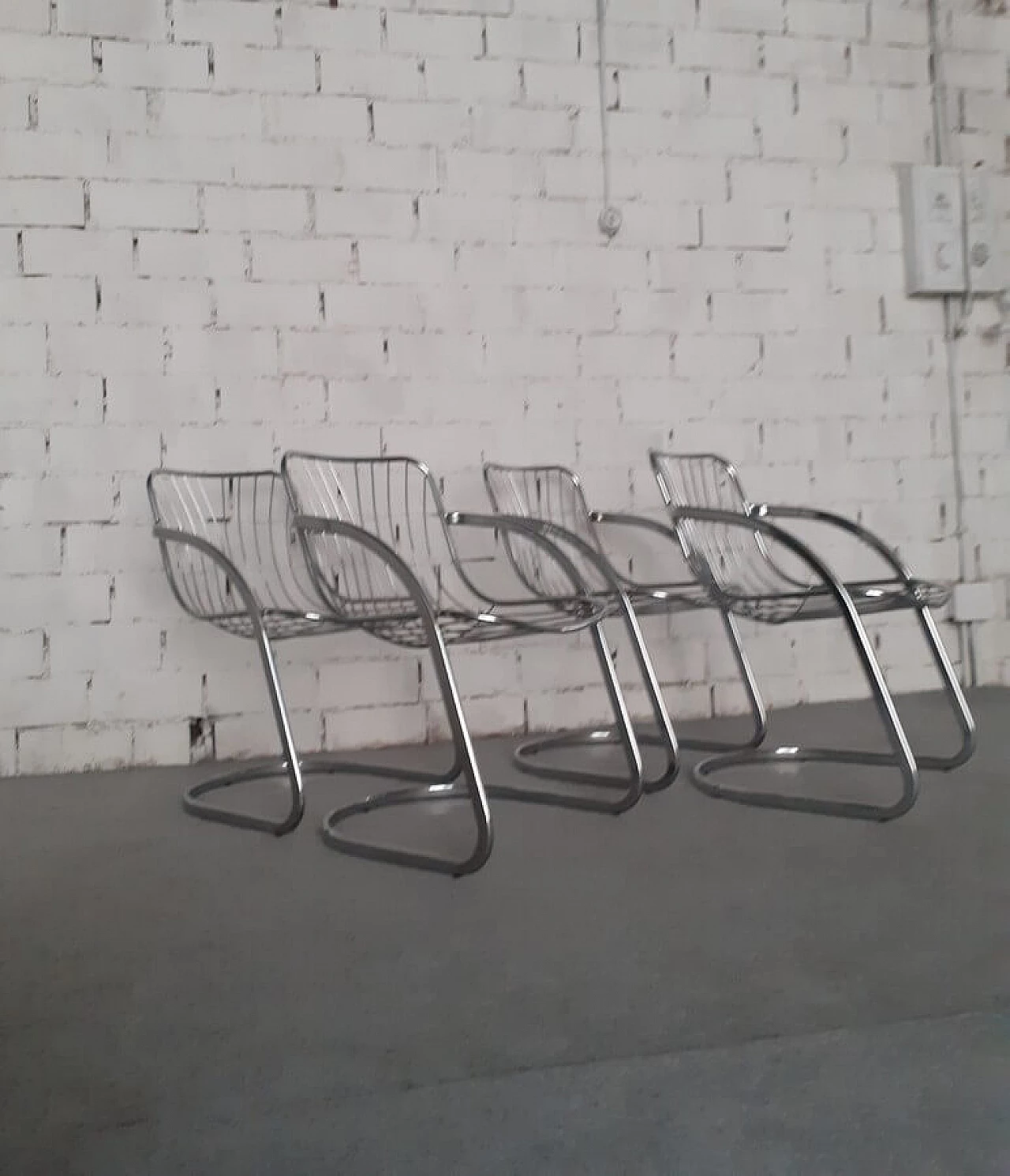 4 Chromed metal armchairs by Gastone Rinaldi, 1960s 2