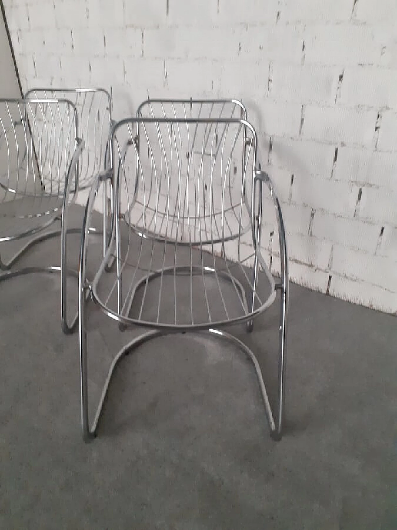 4 Chromed metal armchairs by Gastone Rinaldi, 1960s 5