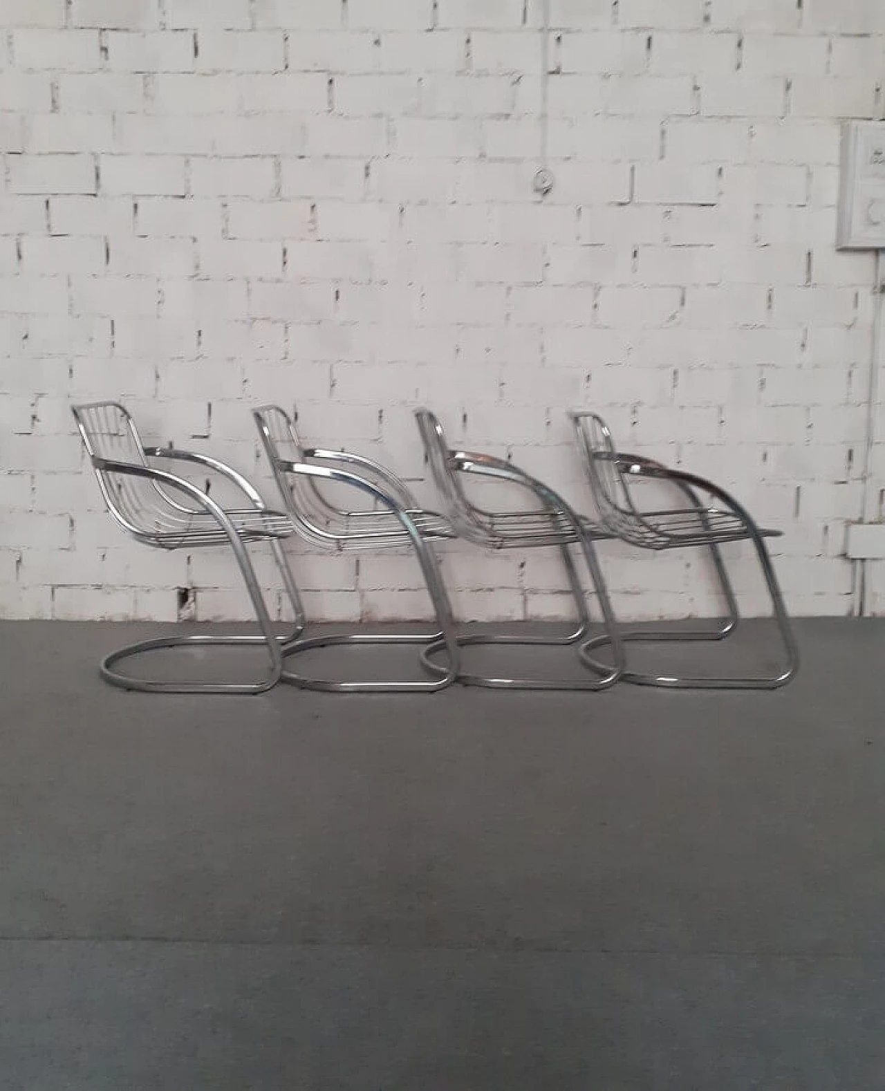 4 Chromed metal armchairs by Gastone Rinaldi, 1960s 6