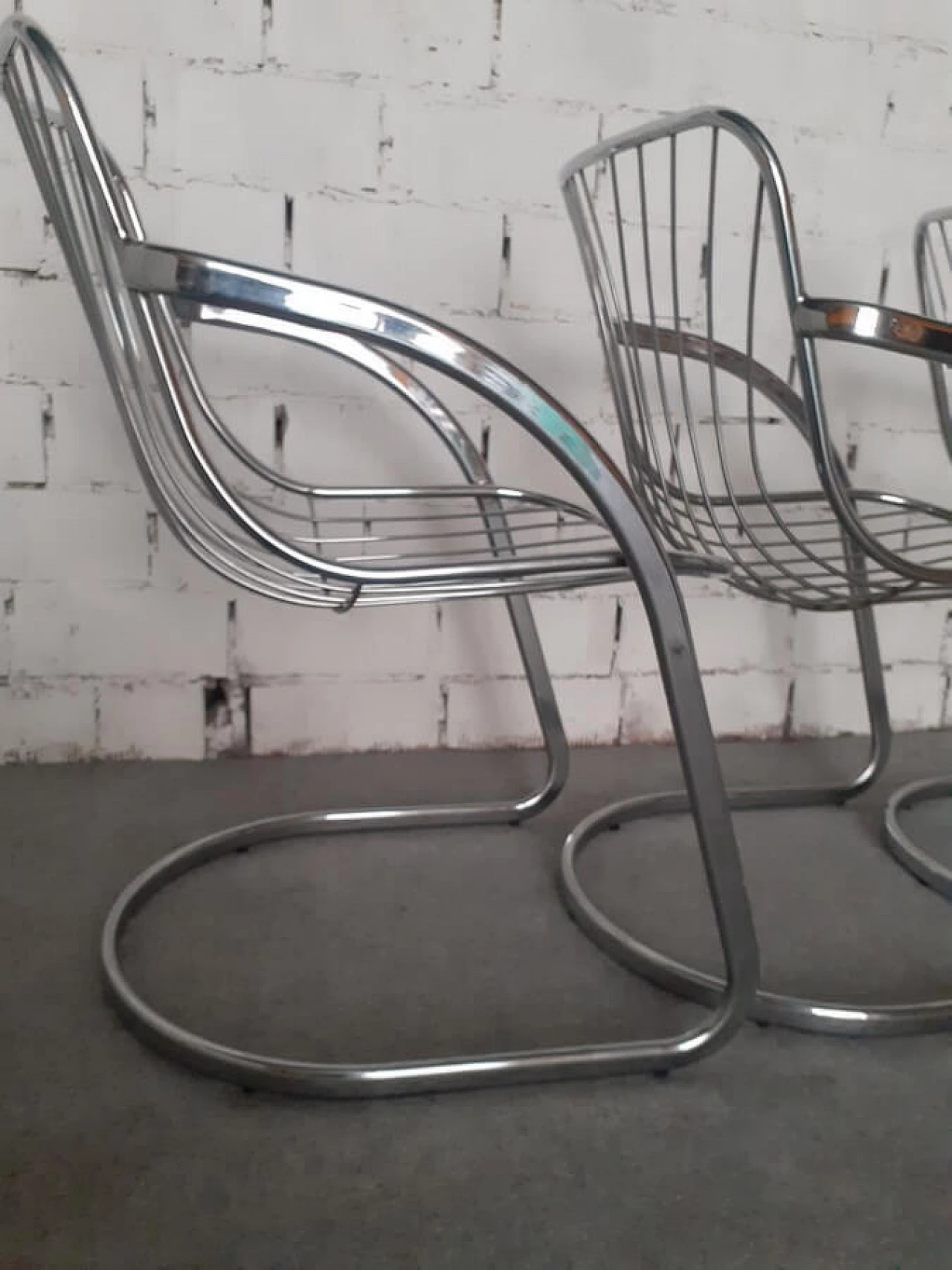 4 Chromed metal armchairs by Gastone Rinaldi, 1960s 7
