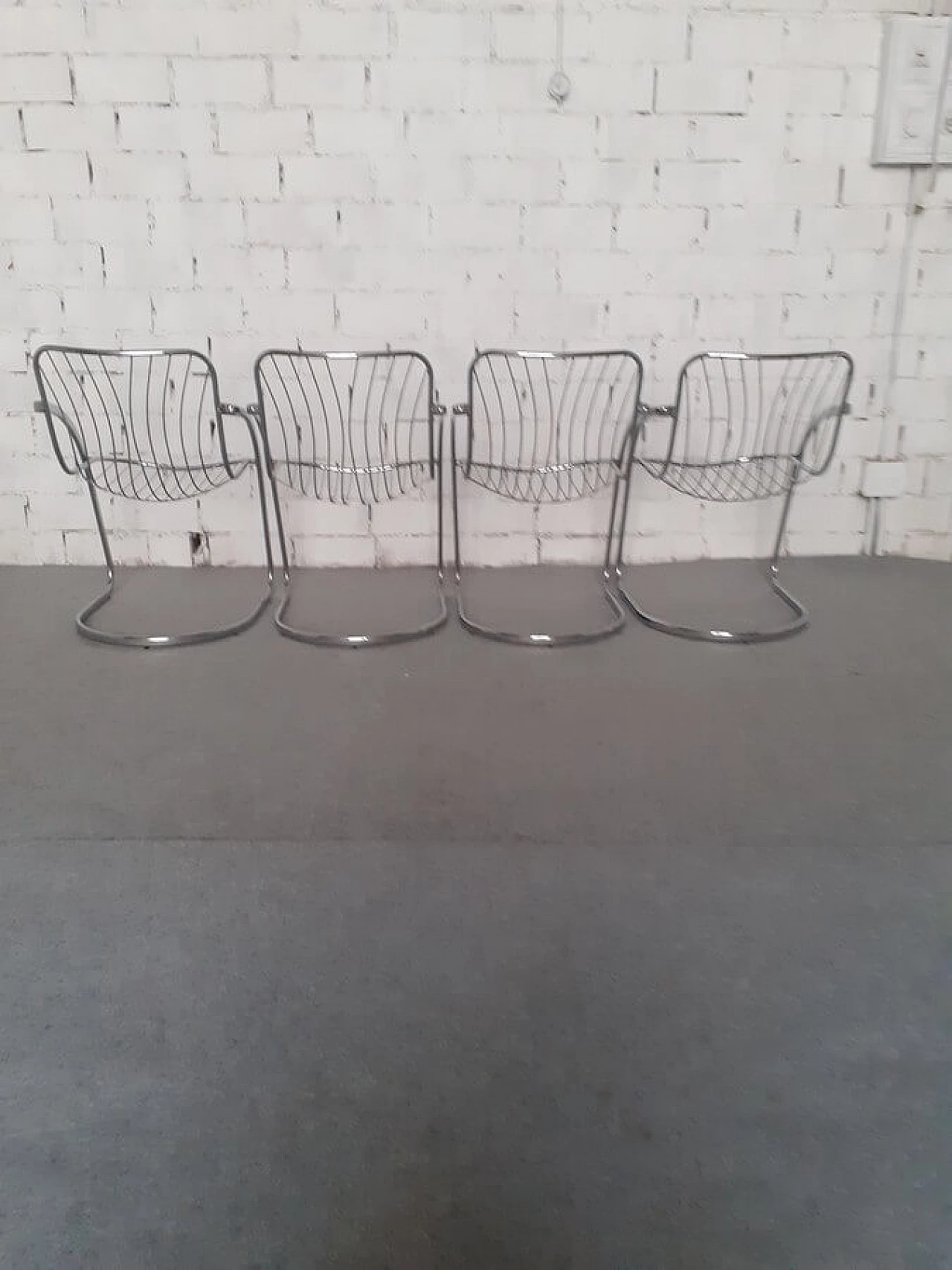 4 Chromed metal armchairs by Gastone Rinaldi, 1960s 8