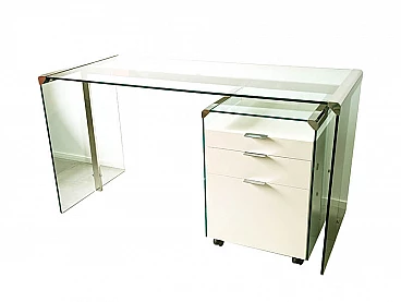 Glass, painted wood and chrome-plated metal desk by Gallotti and Radice, 1990s
