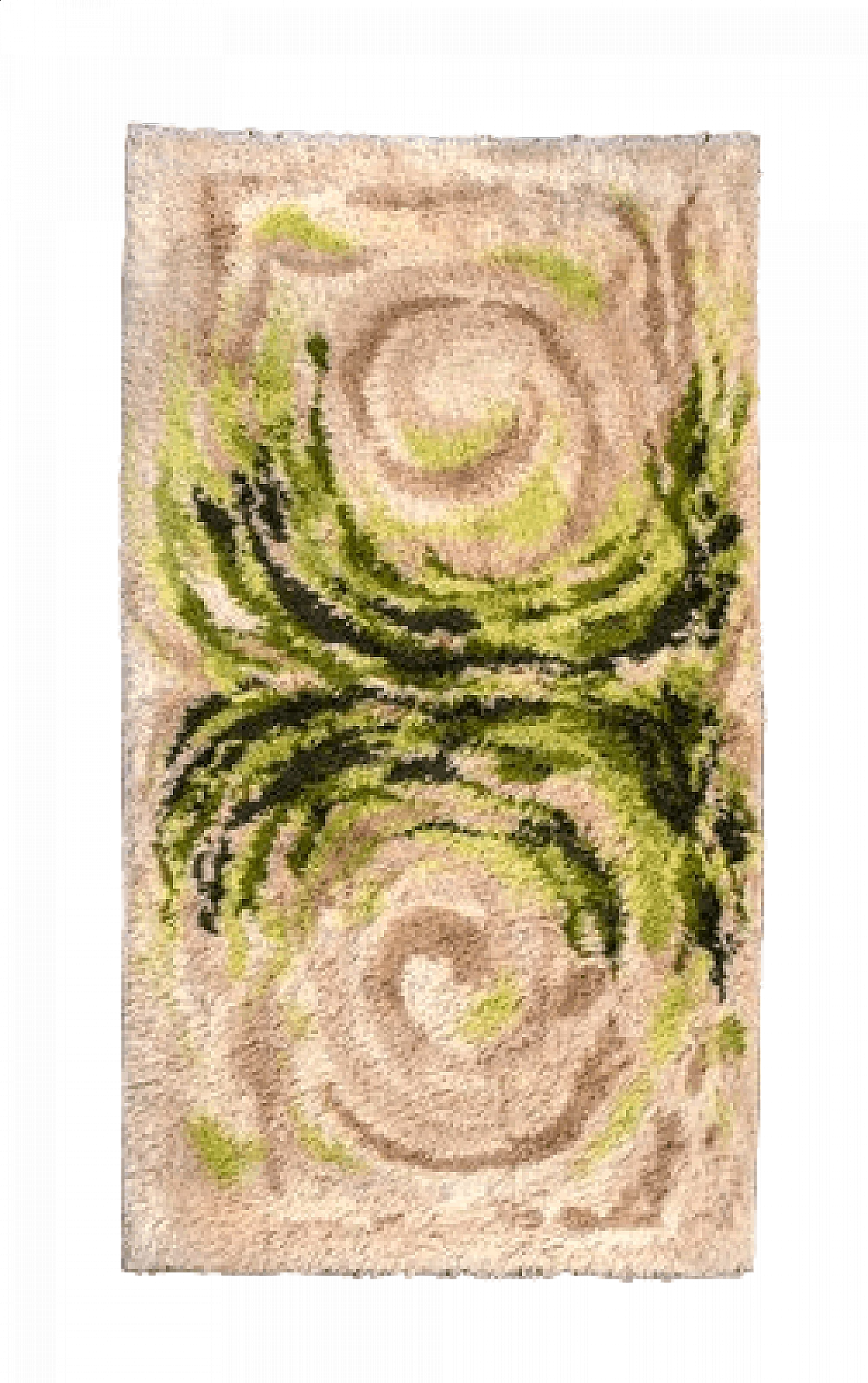 Green and beige wool rug, 1970s 4