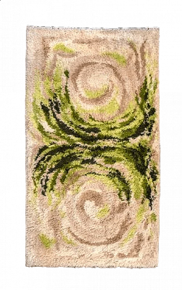 Green and beige wool rug, 1970s