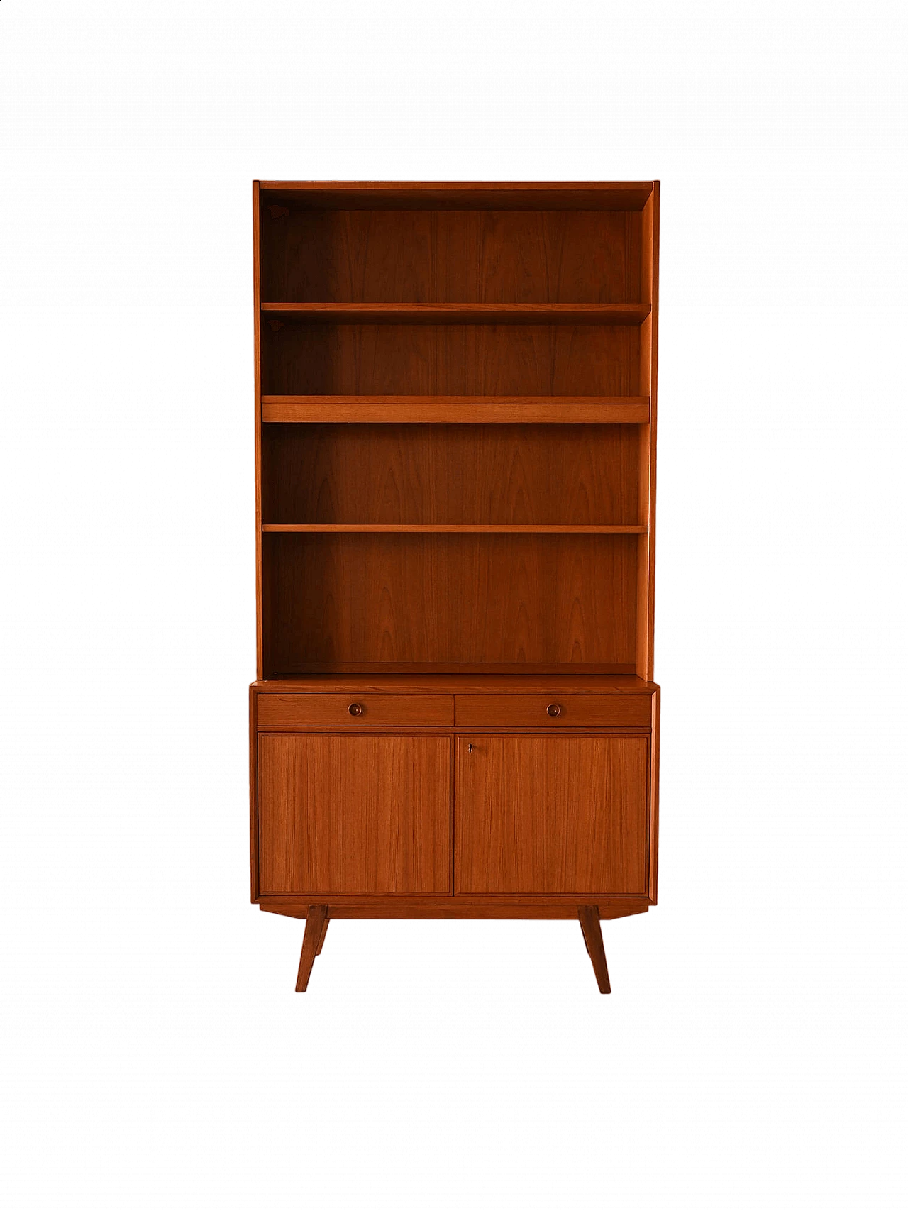 Scandinavian teak bookcase with light, drawers and doors, 1960s 13