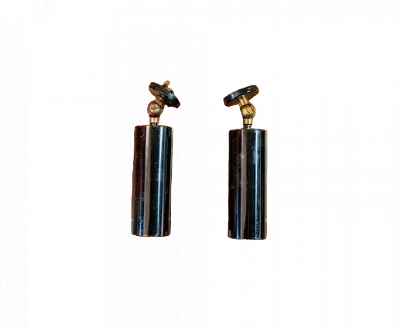 Pair of metal spotlights with brass details in Stilnovo's style, 1950 4