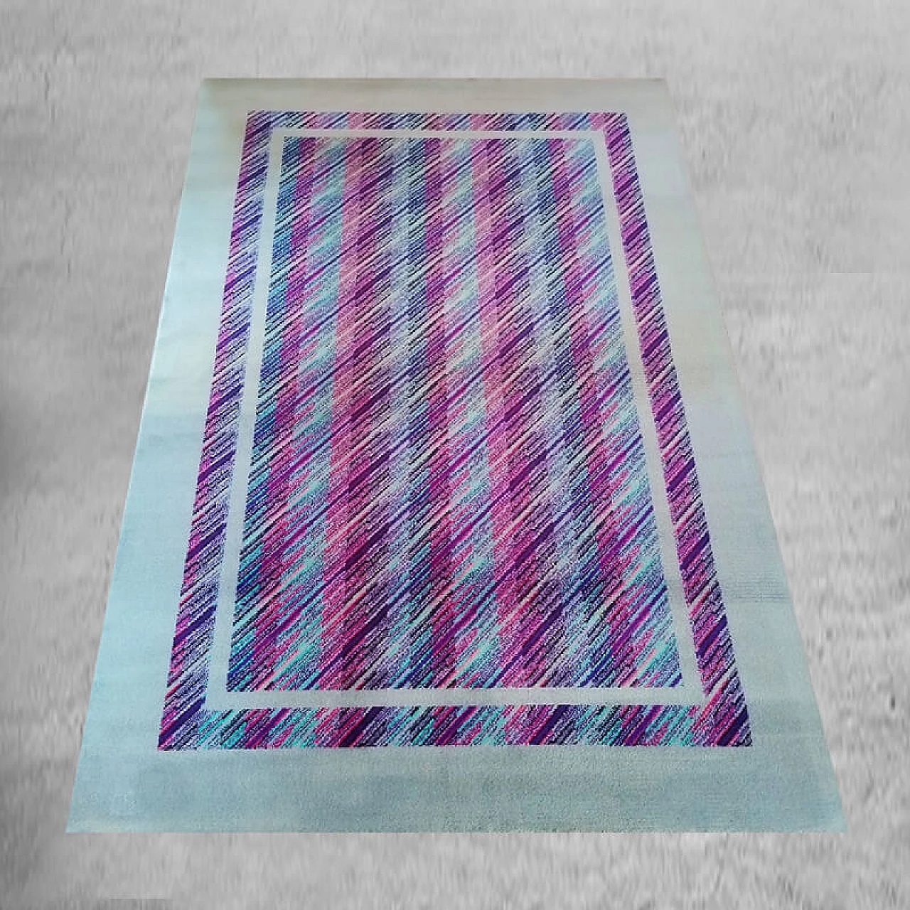 Geometric wool carpet by Missoni for T&J Vestor, 1980s 3