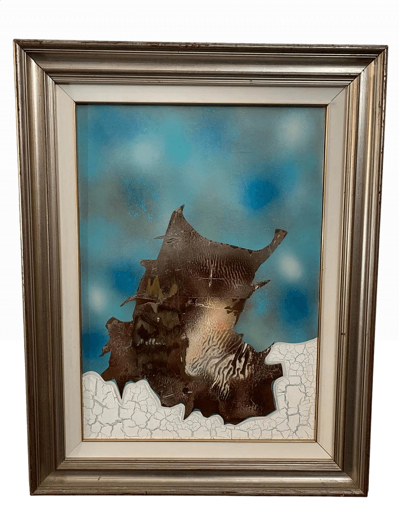 Sergio Melloni, abstract composition, mixed media painting on canvas, 1981 6