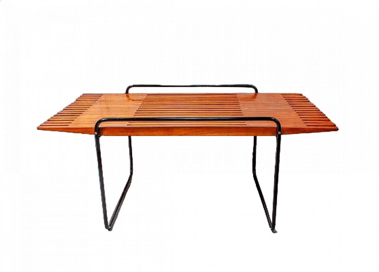 Cherry and metal coffee table in Ettore Sottsass style, 1950s 8