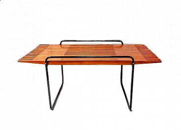 Cherry and metal coffee table in Ettore Sottsass style, 1950s