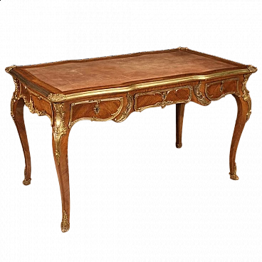 Louis XV style walnut veneered writing desk, early 20th century