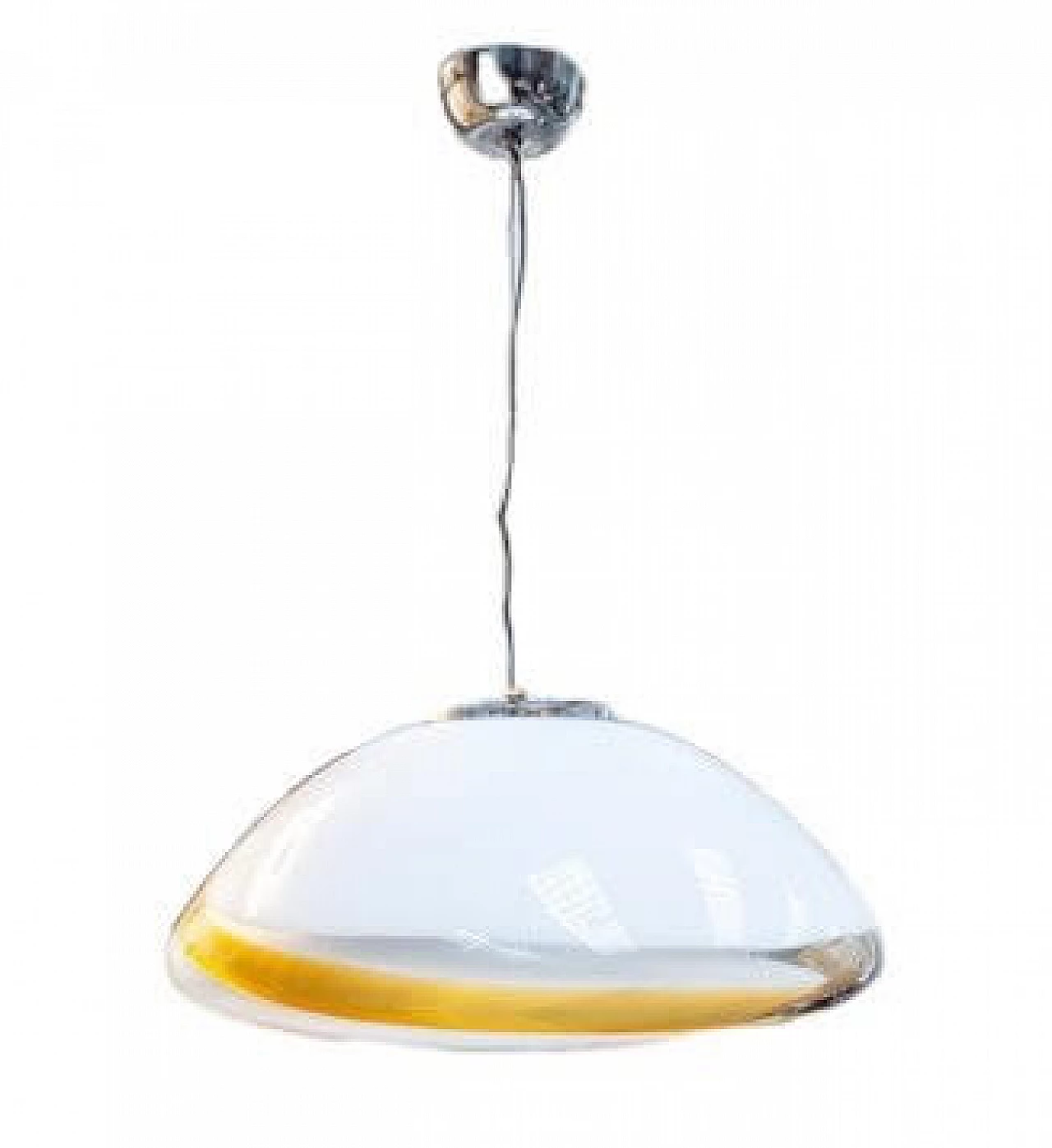 Lampada da soffitto in vetro di Murano e metallo cromato, anni '70 7