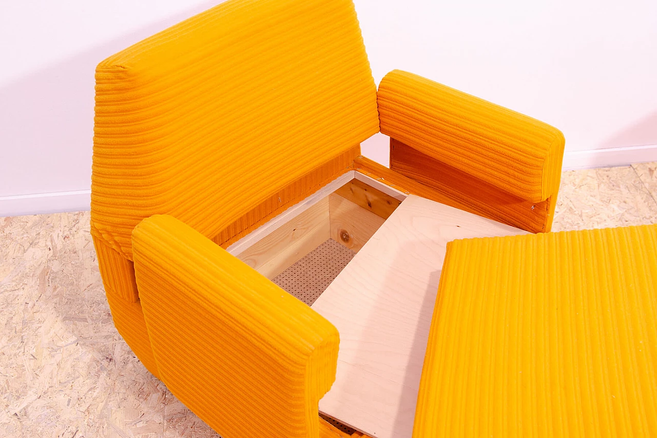 Pair of armchairs and ottoman in orange fabric by Jitona, 1970s 18