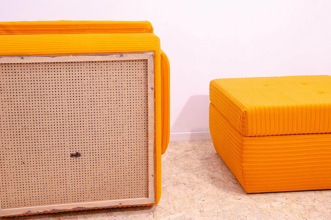 Pair of armchairs and ottoman in orange fabric by Jitona, 1970s 20