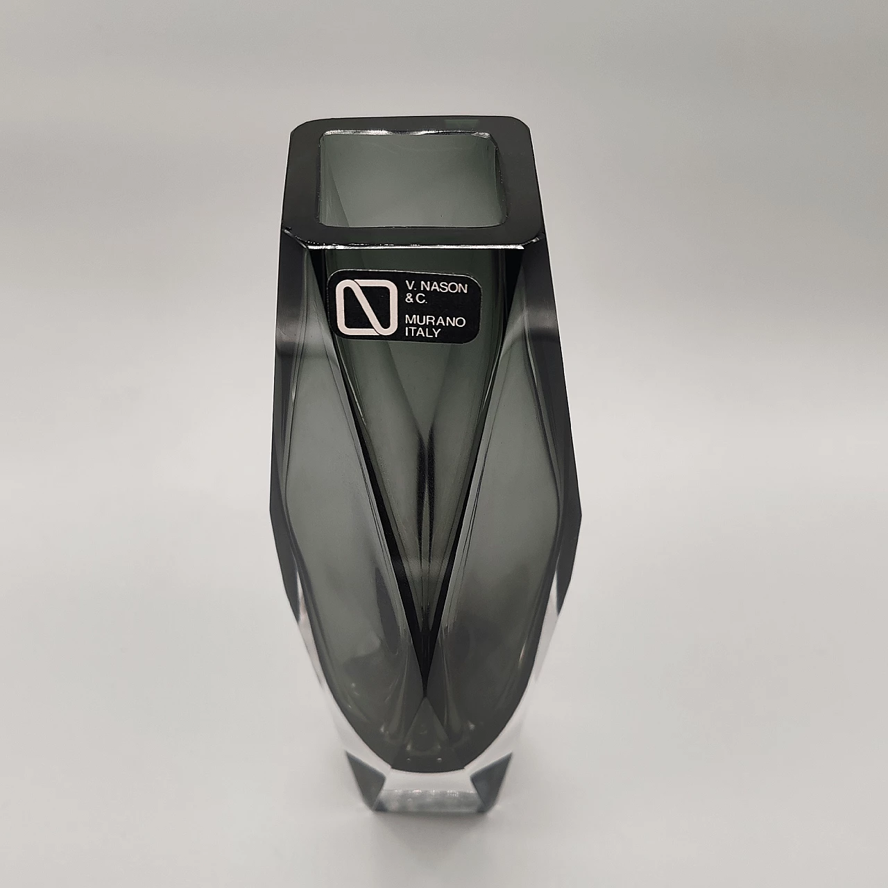 Vaso in vetro di Murano sommerso grigio di Carlo Nason, anni '60 4