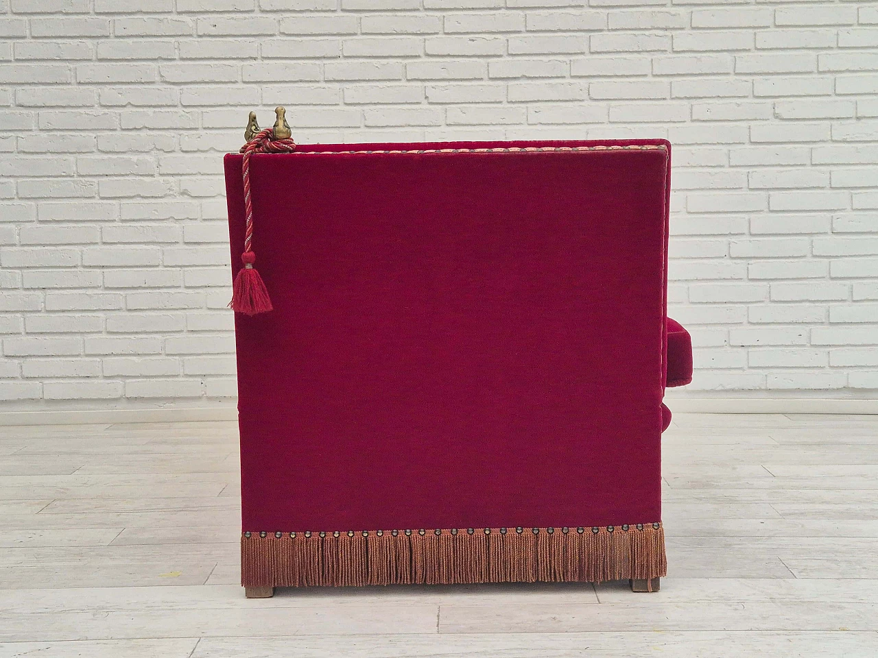 Danish velvet two-seater sofa with fold-down armrests, 1960s 8