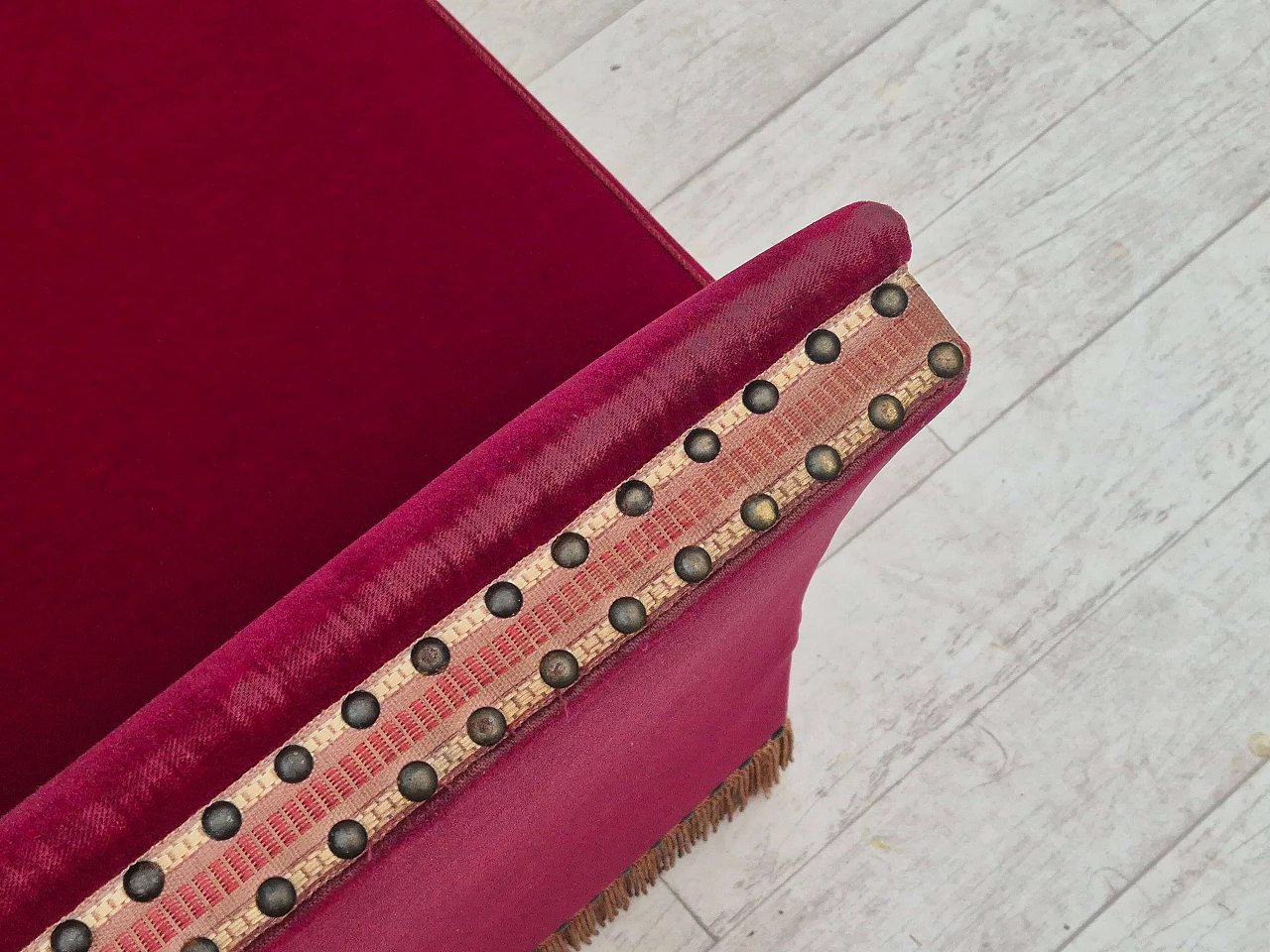 Danish velvet two-seater sofa with fold-down armrests, 1960s 12