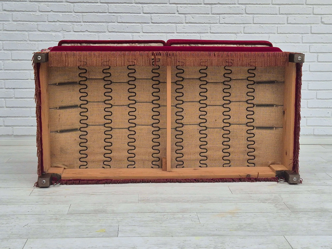 Danish velvet two-seater sofa with fold-down armrests, 1960s 20