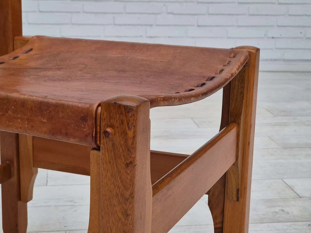 3 Sedie in quercia e cuoio di Werner Biermann per Arte Sano, anni '60 7