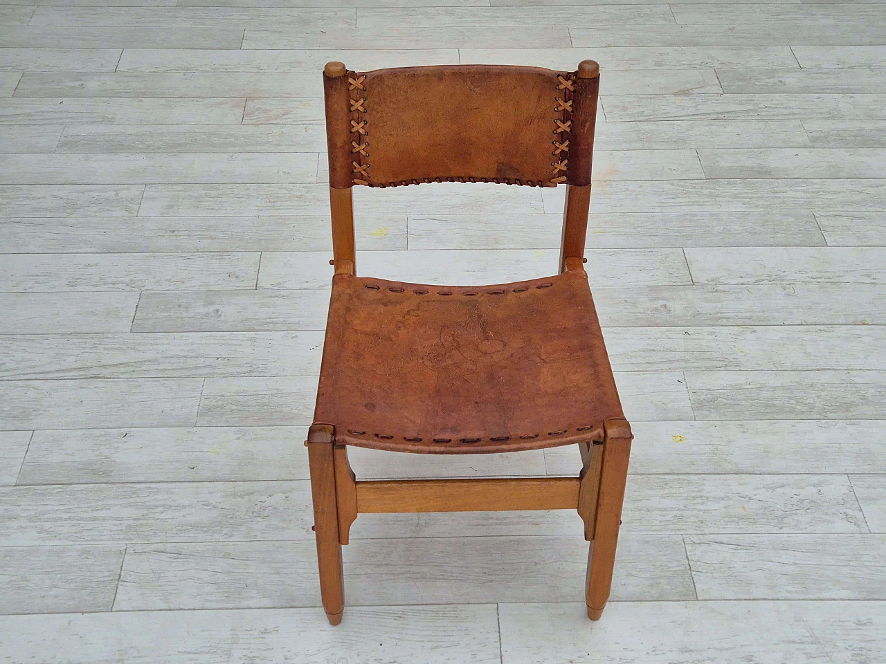 3 Sedie in quercia e cuoio di Werner Biermann per Arte Sano, anni '60 11