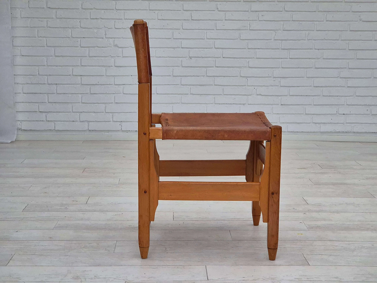 3 Oak and leather chairs by Werner Biermann for Arte Sano, 1960s 13