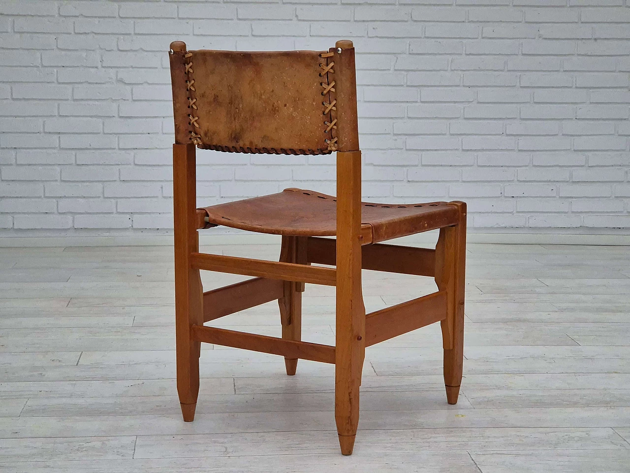 3 Oak and leather chairs by Werner Biermann for Arte Sano, 1960s 17