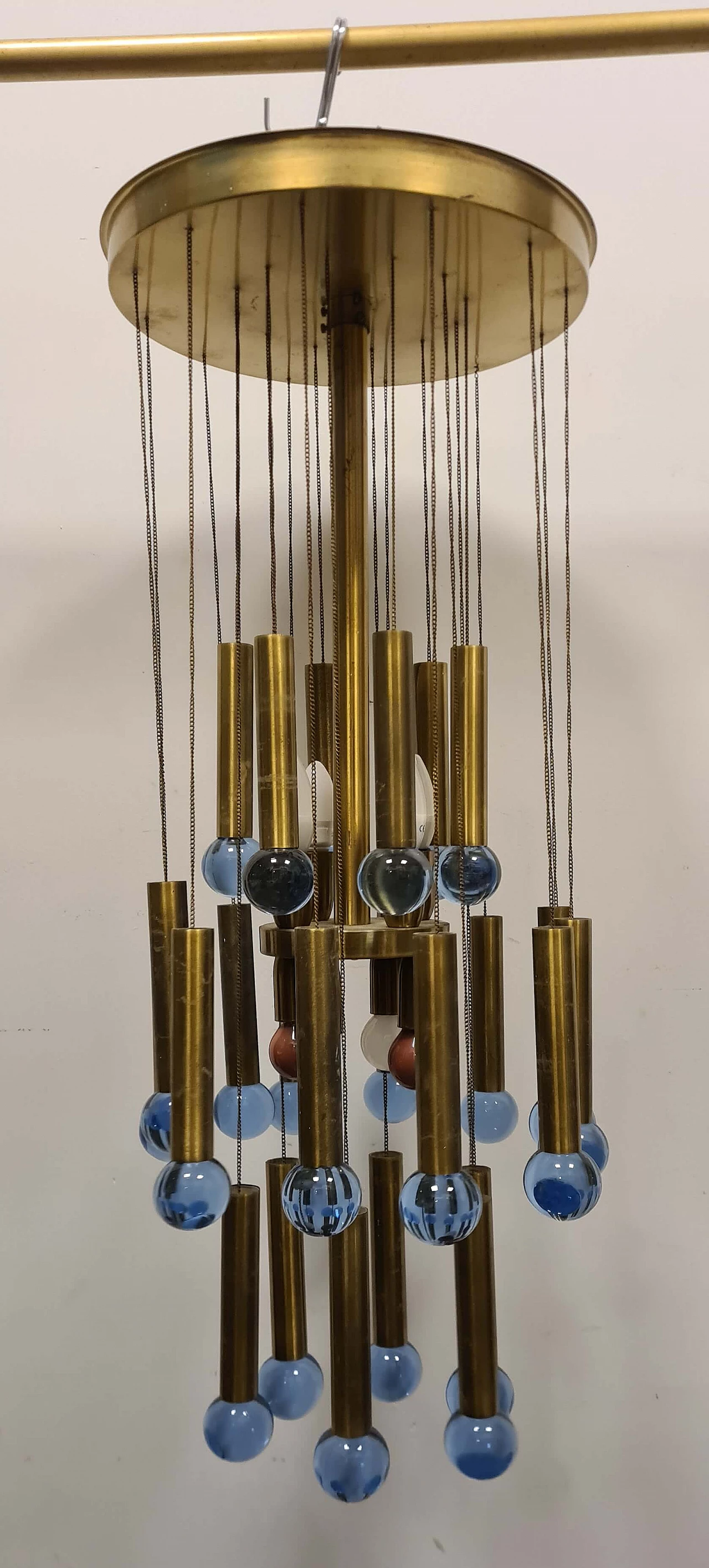 Chromed metal and Murano glass cascade chandelier by Gaetano Sciolari, 1950s 1