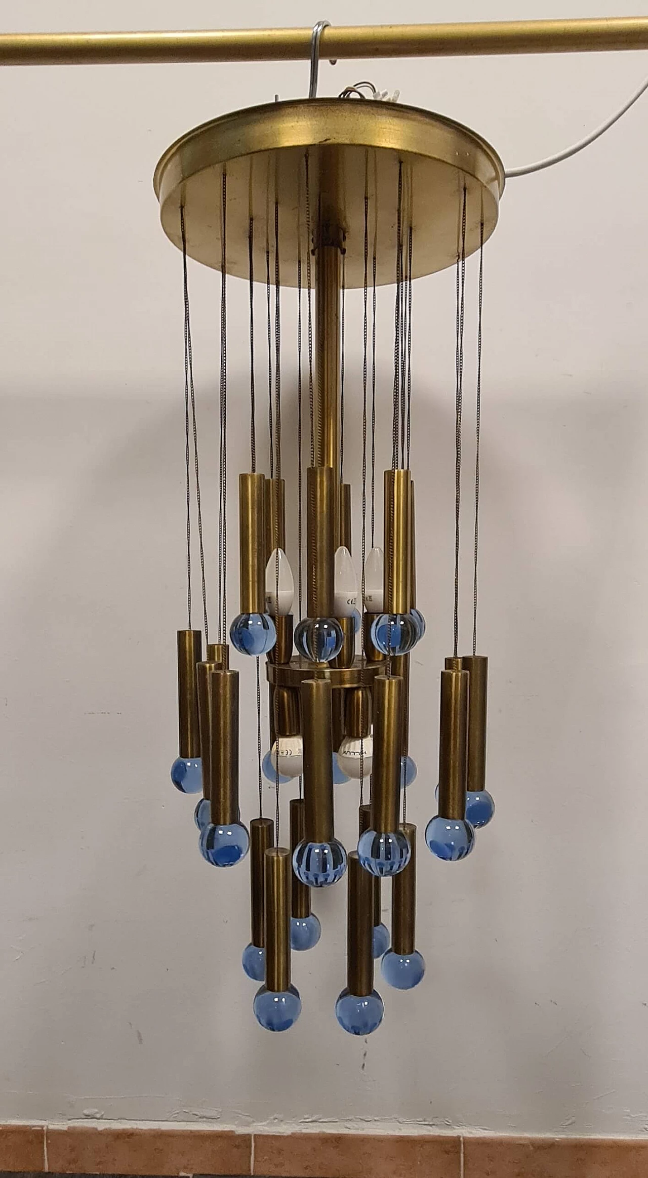 Chromed metal and Murano glass cascade chandelier by Gaetano Sciolari, 1950s 2