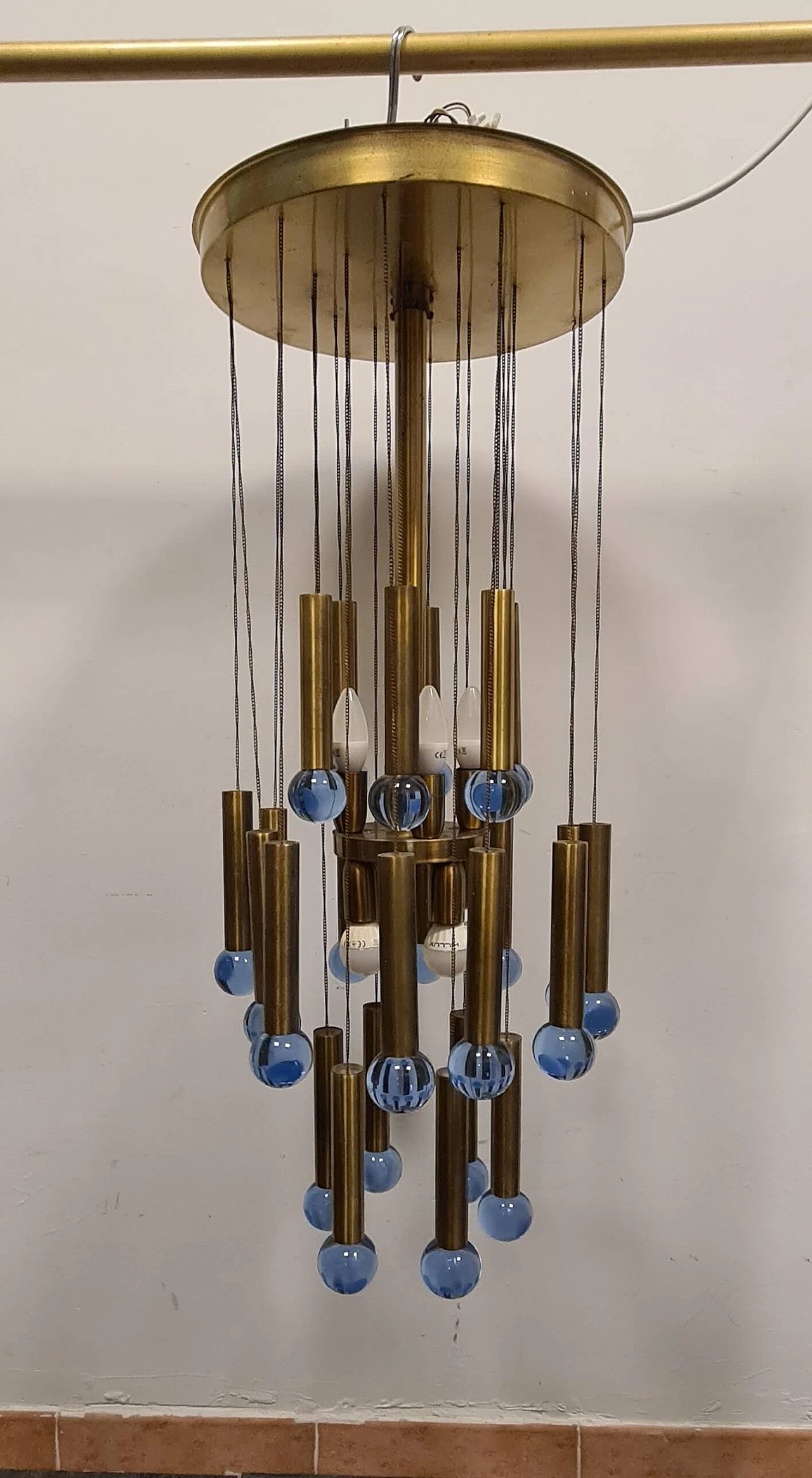 Lampadario a cascata in metallo cromato e vetro di Murano di Gaetano Sciolari, anni '50 2