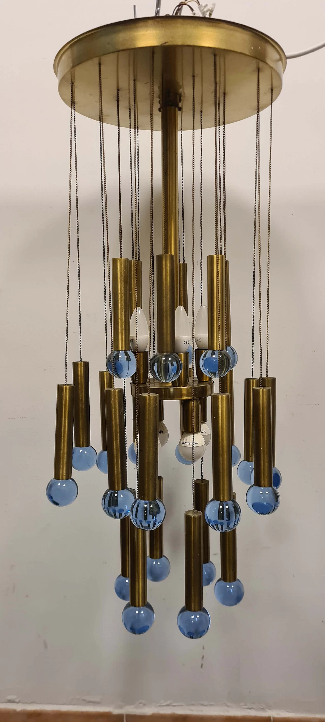 Chromed metal and Murano glass cascade chandelier by Gaetano Sciolari, 1950s 3