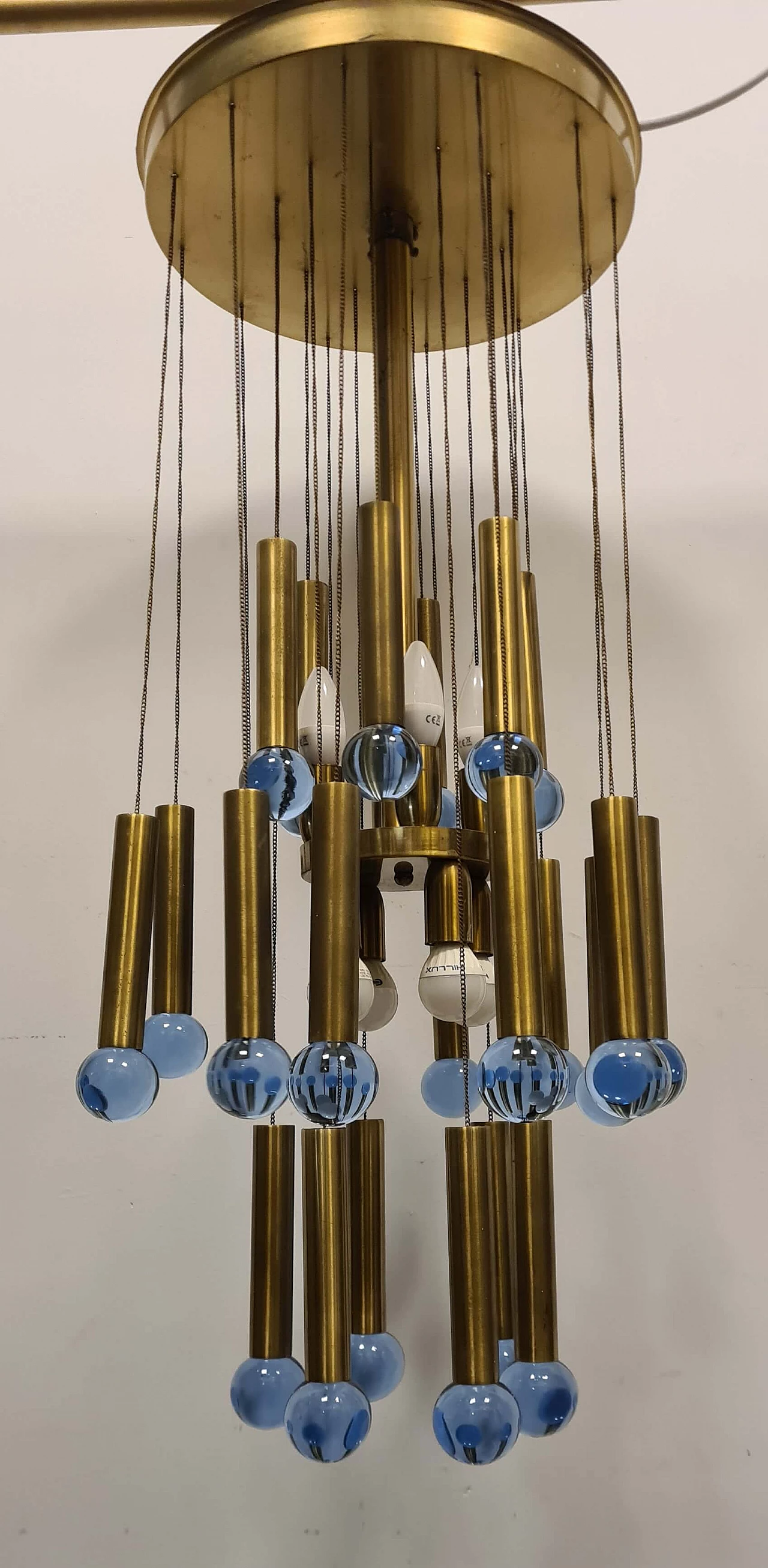 Chromed metal and Murano glass cascade chandelier by Gaetano Sciolari, 1950s 4