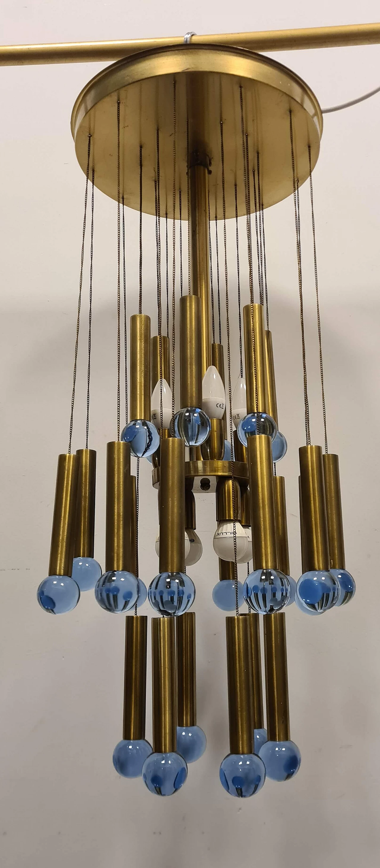 Chromed metal and Murano glass cascade chandelier by Gaetano Sciolari, 1950s 5
